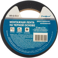 Клейкая двухсторонняя лента РемоКолор монтажная, черная основа 12 мм х 5 м 49-6-013