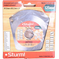 Диск пильный по дереву, пластику, гипсокартону 125х22.2 мм, 3 зуба Sturm 9020-125-22-3T