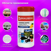 Универсальные чистящие салфетки для экранов и пластика BRAUBERG Лимон 511688