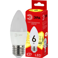 Светодиодная лампа ЭРА ECO LED B35-6W-827-E27, свеча, теплый Б0020620