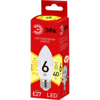 Светодиодная лампа ЭРА ECO LED B35-6W-827-E27, свеча, теплый Б0020620