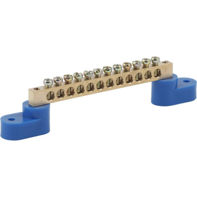 Шина N ноль на двух угловых изоляторах ЭРА NO-222-58 ШНИ-6х9-12-У2-синий, 10 штук Б0033438