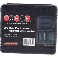 Набор тонкостенных ударных головок, 1/2", 3 шт. FORCE 4032TH
