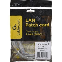 Многожильный патч-корд Cablexpert UTP кат.5e, 2м, литой, серый PP12-2M