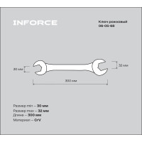 Рожковый ключ 30x32мм Inforce, Сталь Cr-V, профессиональный, 06-05-68