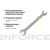 Рожковый ключ 10x12мм Inforce, Сталь Cr-V, профессиональный, 06-05-58