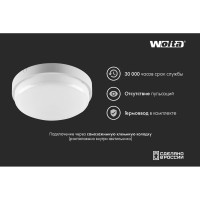 Светодиодный светильник Wolta ЖКХ LED 7Вт, 4000K дневной свет, IP65, круг ДПП01-7-001-4К