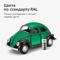 Аэрозольная краска в баллончике KUDO высокопрочная алкидная универсальная глянцевая RAL 6024 светло-зеленая KU-1006