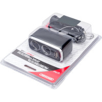 Разветвитель прикуривателя SKYWAY 2 гнезда + USB черный, предохранитель 10 А, USB 1 A S02301016