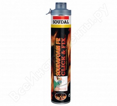 Soudal соудафоам фр клик&фикс огнестойкая пистолетная пена 119260