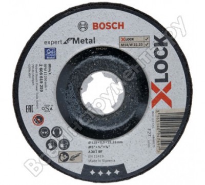 Bosch x-lock обдирочный диск expert for metal 125x6x22.23 вогнутый 2608619259