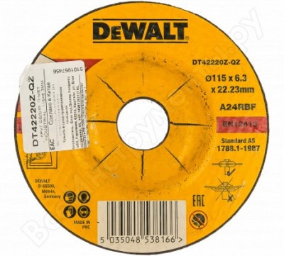 Dewalt круг обдир. п/мет. industrial, 115x6.3мм dt42220z