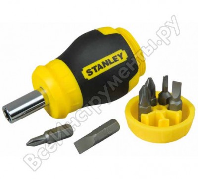 Stanley отвертка stubby multibit + 6 вставок 0-66-357