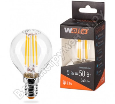 Wolta лампа шар LED filament, 4000к, 25s45glft5e14