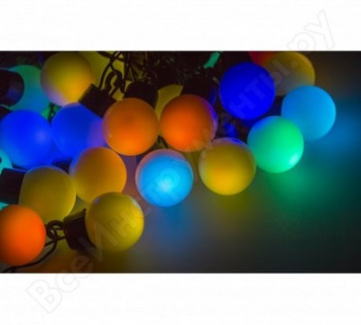 Neon-Night Гирлянда Мультишарики d38 мм, 10м, черный ПВХ, 40 LED RGB 303-579