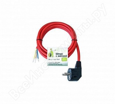 Dori шнур пвс 3х1,0 с вилкой 5,0 м красный 41818