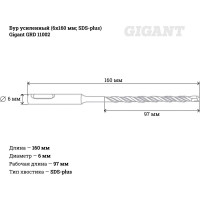 Gigant Усиленный бур SDS-plus 6x160 GRD 11002