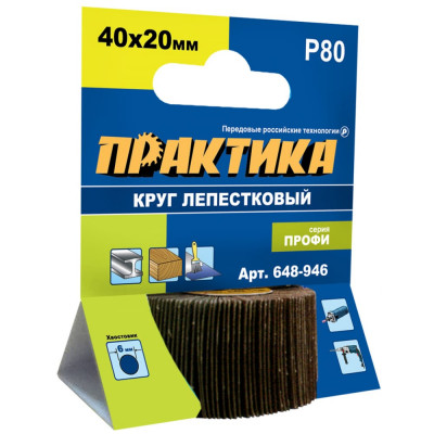 Практика круг лепестковый с оправкой 40x20мм, p 80, 648-946