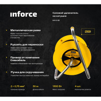 Inforce Удлинитель силовой на катушке К4-О-30 ПВС 2x0.75 30м, 10А, 4 встр. розетки б/з 24030