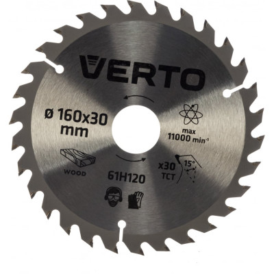 VERTO Диск отрезной 160x30 мм 30 зубьев 61H120