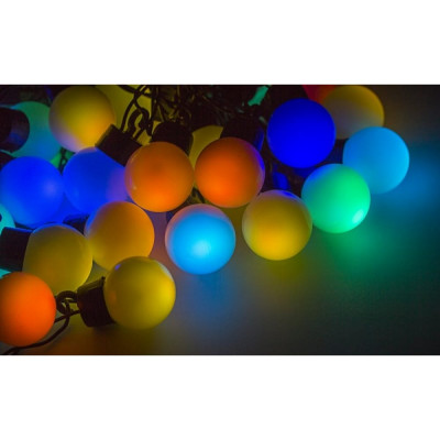 Neon-Night Гирлянда Мультишарики d38 мм, 10м, черный ПВХ, 40 LED RGB 303-579