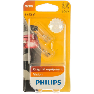 Автолампа PHILIPS W5W W2.1*9.5d 12V /1/10 P-12961-2бл