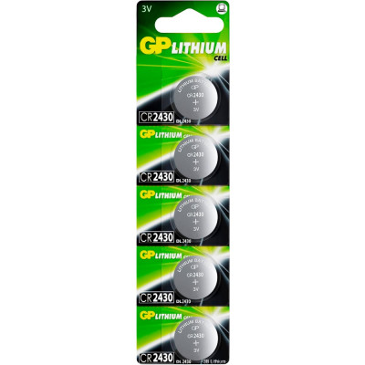 GP Литиевые дисковые батарейки Lithium CR2430 - 5 шт., CR2430-2C5 GP CR2430-2C5