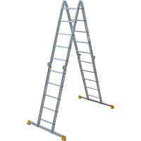 Лестница Алюмет шарнирная алюминиевая четырехсекционная профессиональная 4х5 ступеней. Серия Т4 Т455