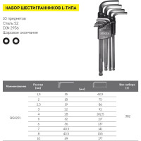 Набор шестигранных ключей 10 шт Berger BG BG2291