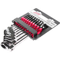 Набор комбинированных трещоточных ключей с подвижной головкой JTC 8-17 мм 9 предметов 1/15-3448