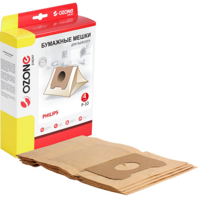 Мешки-пылесборники бумажные (4 шт; с микрофильтром) для PHILIPS OZONE P-10
