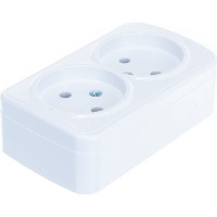 Двойная розетка без заземления, белая UNIVersal Союз Электра 0024