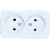 Двойная розетка без заземления, белая UNIVersal Союз Электра 0024