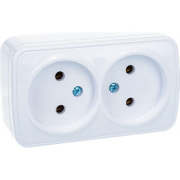 Двойная розетка без заземления, белая UNIVersal Союз Электра 0024