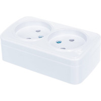 Двойная розетка без заземления, белая UNIVersal Союз Электра 0024