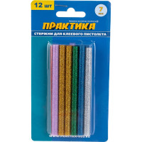 Клей для клеевого пистолета цветной (12 шт; 7х100 мм; 6 цветов) ПРАКТИКА 649-349