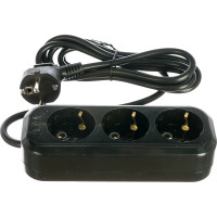 Сетевой удлинитель, черный У3-Е-02 3-местный с з/к, 250В, 16А, 2м LUX 4606400418962