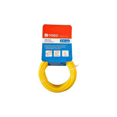 Леска для триммера (2.4 мм; 15 м; квадрат) Союз ТЛ3535-2.4-4-15 желтый КАРТОН