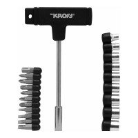 Отвертка с Т-образной рукояткой сменными битами и головками KROFT 21 в 1 203022