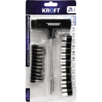 Отвертка с Т-образной рукояткой сменными битами и головками KROFT 21 в 1 203022