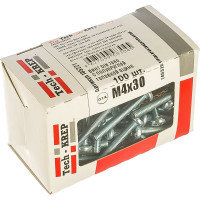 Винт DIN 7985 с полукруглой головкой, оцинкованный М4х30, 100шт - коробка Tech-Krep 105221