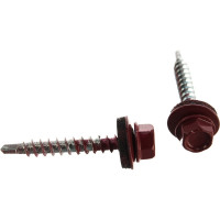 Кровельный саморез Tech-Krep КР сверло 4,8х35 RAL-3011 тёмно-красный 60 шт, коробка с окном 112032