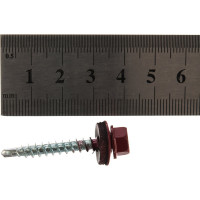 Кровельный саморез Tech-Krep КР сверло 4,8х35 RAL-3011 тёмно-красный 60 шт, коробка с окном 112032