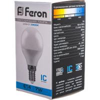 Светодиодная лампа Шарик E14 7W 6400K FERON LB-95 25480