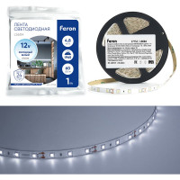 Cветодиодная LED лента FERON 60SMD(2835)/м, 4.8Вт/м, 1м, IP65, 12V белый холодный LS604 27752