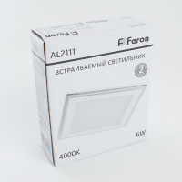 Светодиодный встраиваемый светильник 6W 4000K белый Feron AL2111 27853
