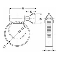 Обжимной хомут из нержавеющей стали MasterProf 20-32 мм, бабочка ИС.140091