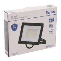 Светодиодный прожектор 2835 SMD 50W 6400K IP65 AC220V/50Hz, черный Feron LL-921 32102