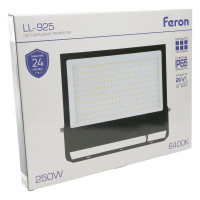 Светодиодный прожектор Feron 2835 SMD 250W 6400K IP65 AC220V/50Hz, черный с матовым стеклом, LL-925 29500