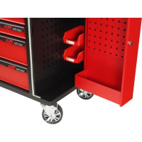 Тележка инструментальная (7 секций, красная, на колесах, с двумя боковыми ящиками) JTC S1070